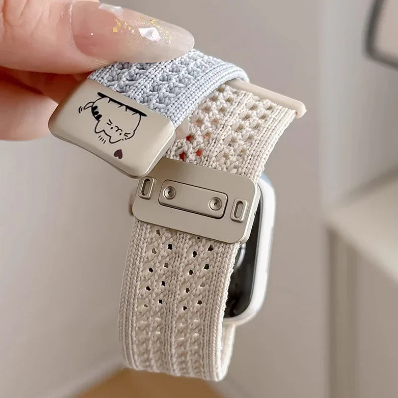 Braided band For Apple Watch band 44mm 40mm 45mm 46mm 49mm 41mm 38mm Magnetic Nylon band Apple Watch Series SE 7 6 8 9 10 Ultra 2