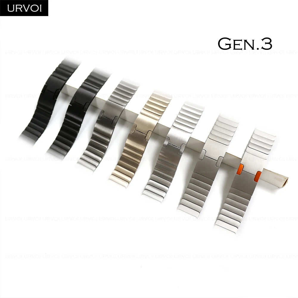URVOI band for Apple Watch Ultra 3 2 Link band gen.1 3 stainless steel band butterfly clasp wristband for Apple Watch 45mm 46mm 49mm