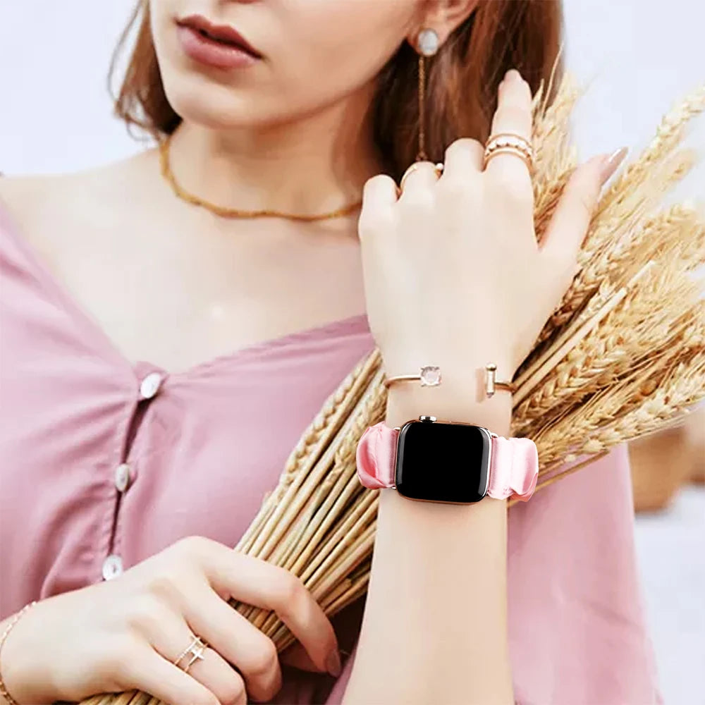 For Apple Watch band Series 8 7 SE 6 5 Ulta 49mm Elastic Scrunchie band for Apple Watch 44mm 40mm 38mm 42mm 41mm 45mm band Belt