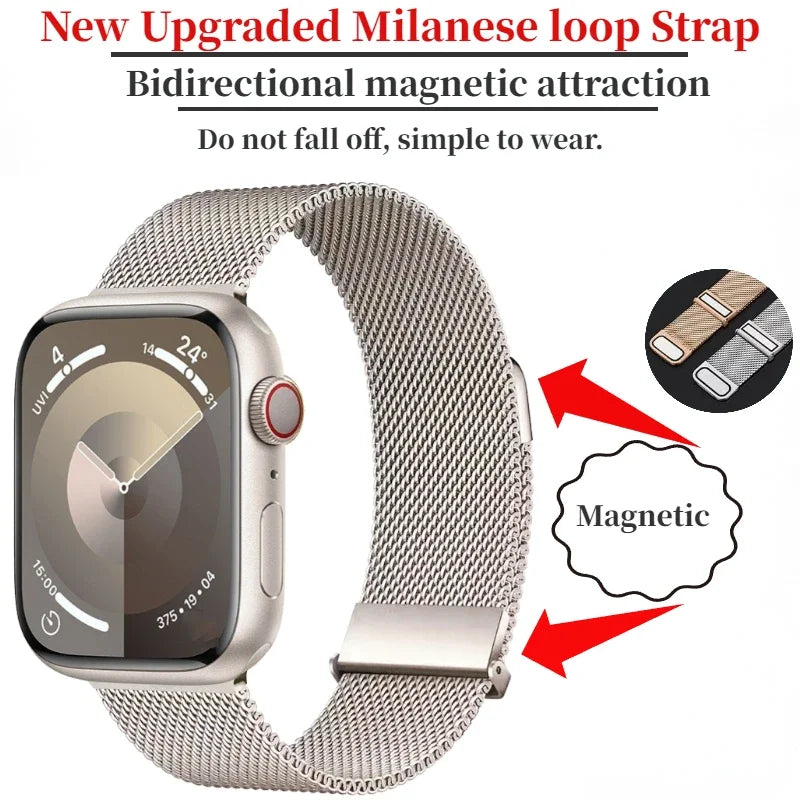 Metal Milanese band For Apple Watch Ultra 2 49mm 11 10 9 8 7 Magnetic band Apple Watch 6 5 SE 46mm 45mm 41mm 44mm 40mm 42mm
