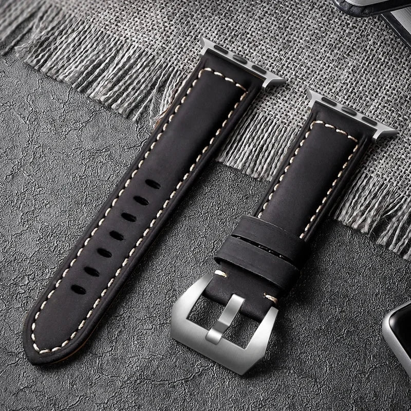 For Apple Watch band High Quality Leather band Men for Series 11 10 9 7 8 SE Ultra 3 2 49mm 44mm 46mm Watch band 45mm 41mm 42mm
