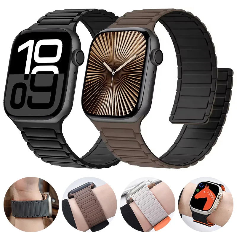 Magnetic band for Apple Watch Ultra 2 49mm band 46mm 45mm 42mm 41mm 44mm Sport Silicone band Apple Watch Series 10 9 8 7 6 SE 5 4