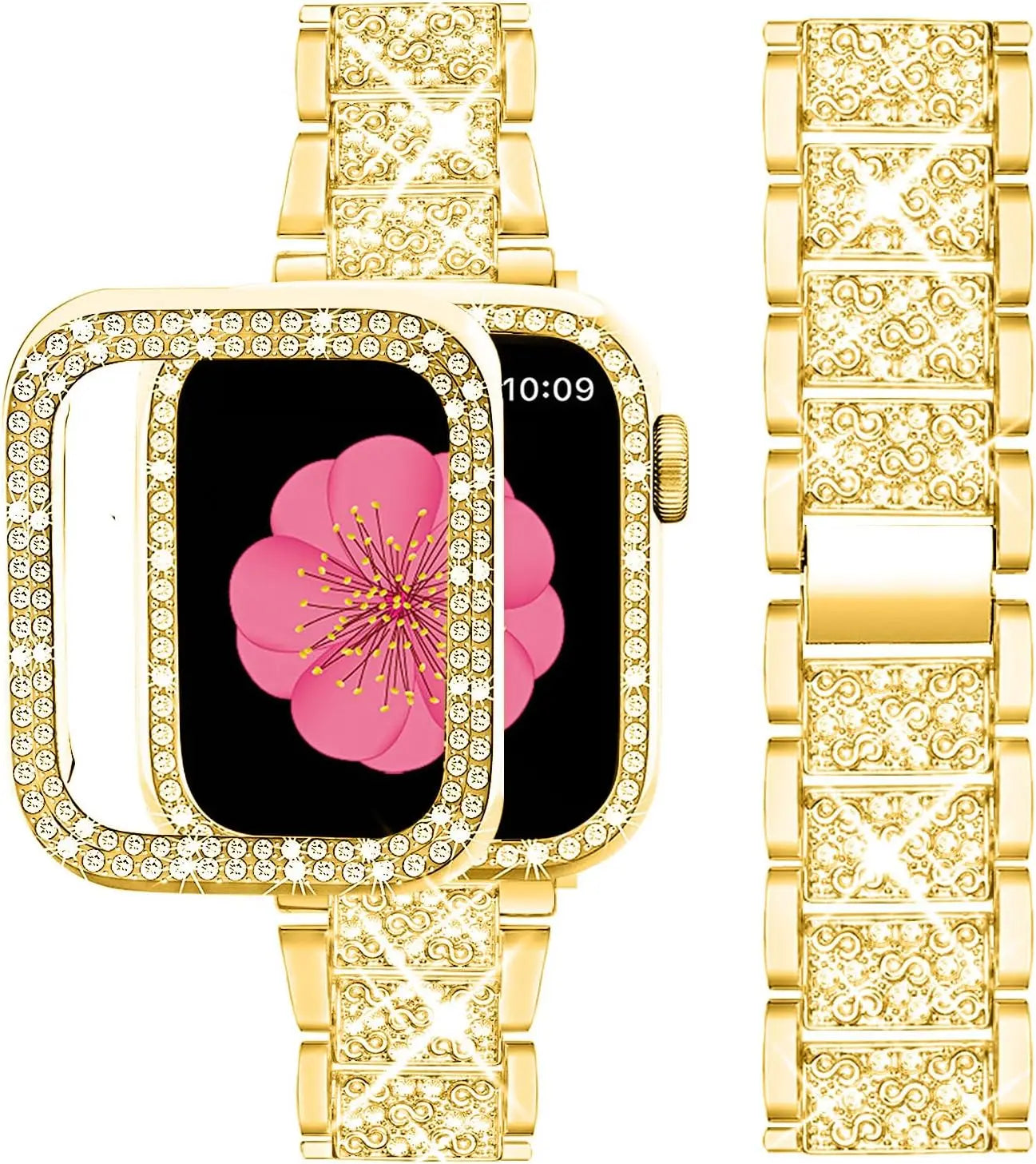 Bling band+Case for Apple Watch band 40mm 44mm 41mm 45mm 42mm 46mm Women Jewelry Diamond metal band Apple Watch SE 6 7 8 9 10