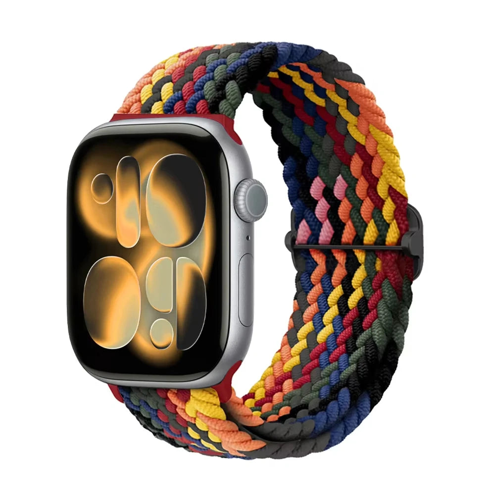Braided band For Apple Watch band 44mm 45mm 49mm 46mm 40mm 41mm 38mm Elastic Adjustable Nylon band Apple Watch Series 11 10 9 8 SE 7 Ultra3