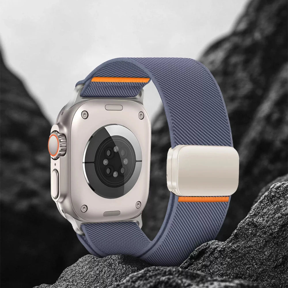 Magnetic Sport band For Apple Watch Ultra 2 band 49mm 45mm 46mm 44mm 42mm 41mm 40mm Nylon Correa band Apple Watch 10 9 8 7 6 5 4 SE