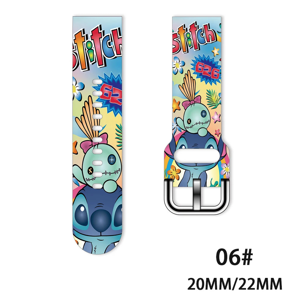 22mm 20mm Lilo & Stitch For Samsung Galaxy watch 4 classic/46mm/Active 2/3/Gear S3/amazfit bracelet Huawei watch GT 2/3 Pro band
