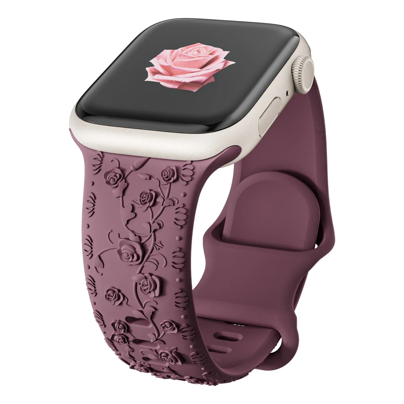 Engraved band for Apple Watch band 46mm 44mm 40mm 49mm 45mm 41mm 42mm Floral Silicone Correas Apple Watch Ultra 2 Series 10 9 8 7 6 SE 5