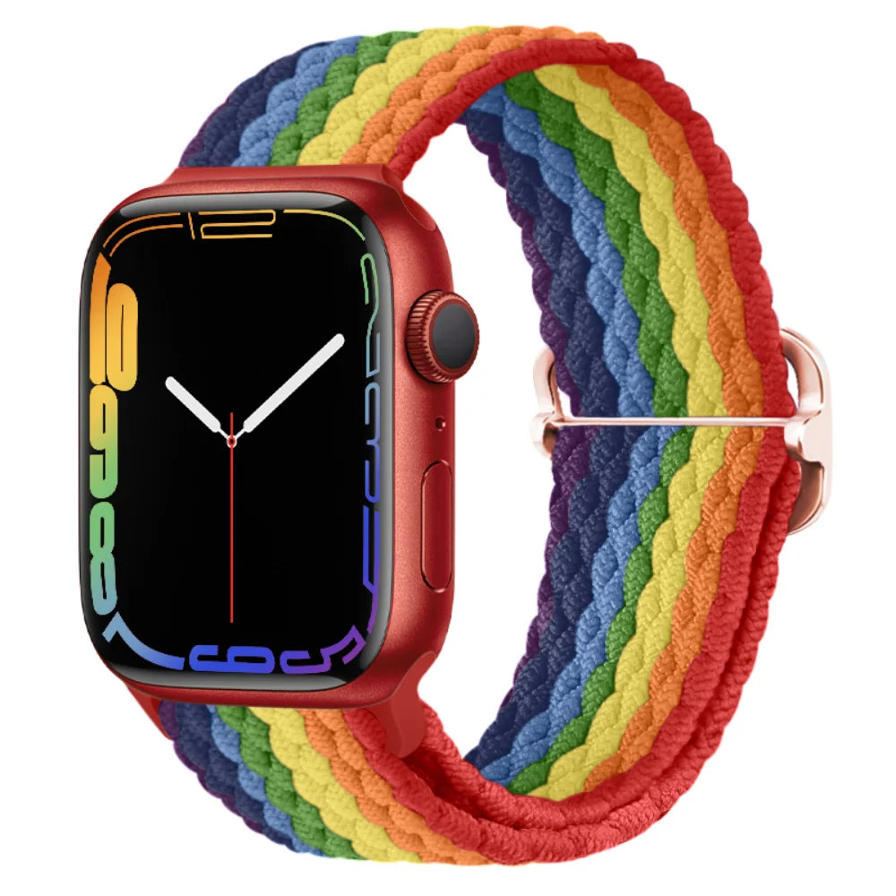 Braided Nylon band For Apple Watch Ultra 49mm 46mm 45mm 44mm 42mm 41mm 40mm Elastic band Apple Watch 11 10 9 8 7 SE 4 5 6 Belt
