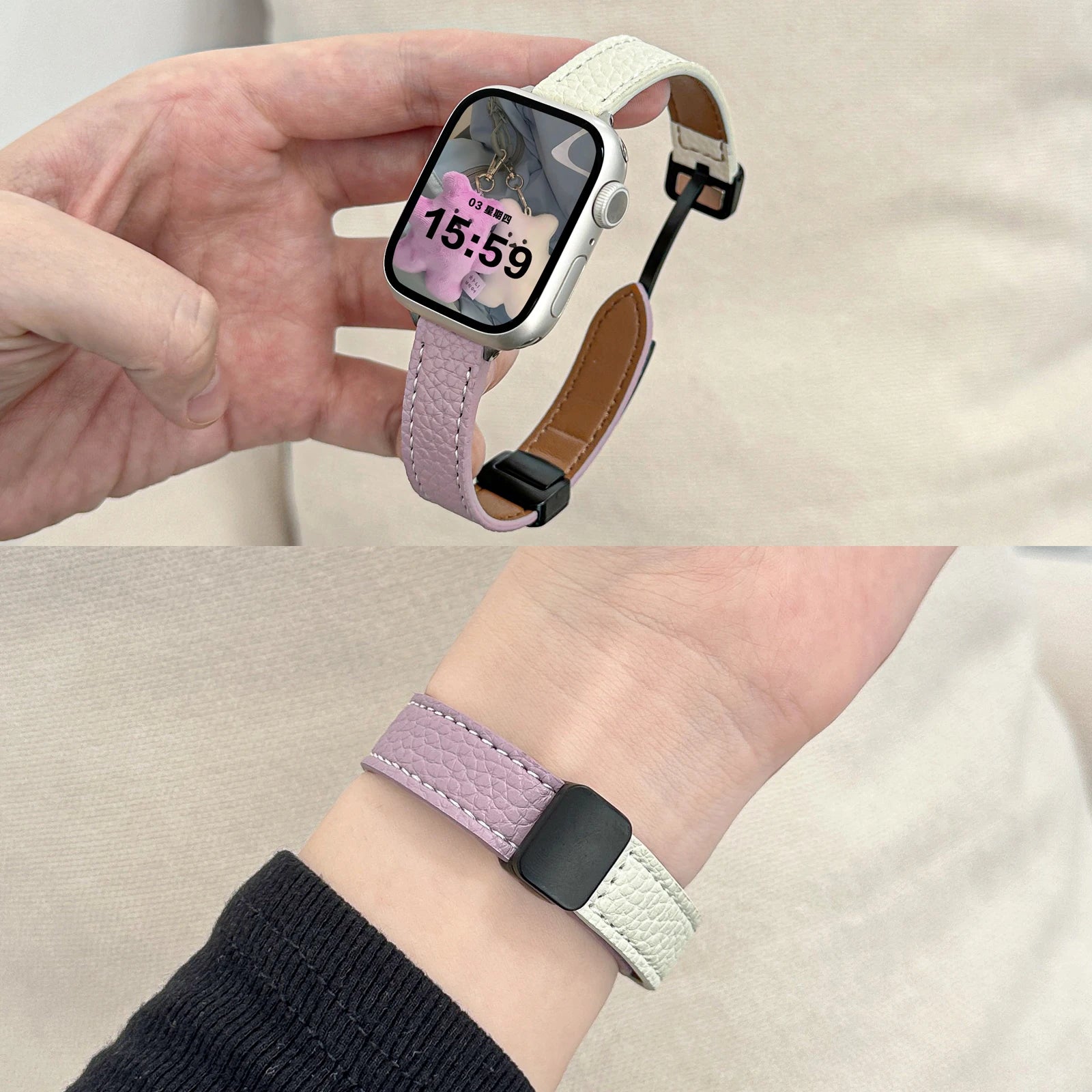 Folding Slim Leather Magnetic watch band For Apple Watch 10 11 42mm 46mm SE 44mm 40mm 9 8 7 41mm 45mm band 6 5 4 band For Apple Watch