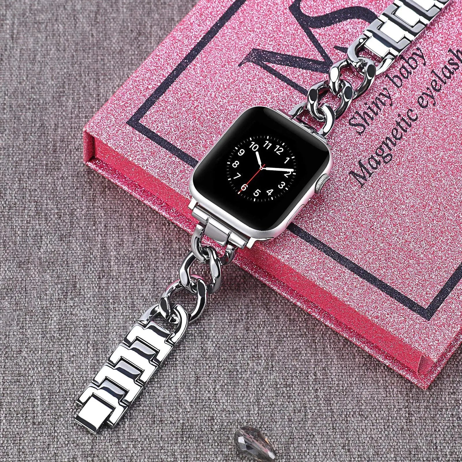 Women Gold Loop band For Apple Watch 8 7 44mm 41mm 45mm Stainless Steel metal band For Apple Watch 7 6 SE Women Girl Lady bands