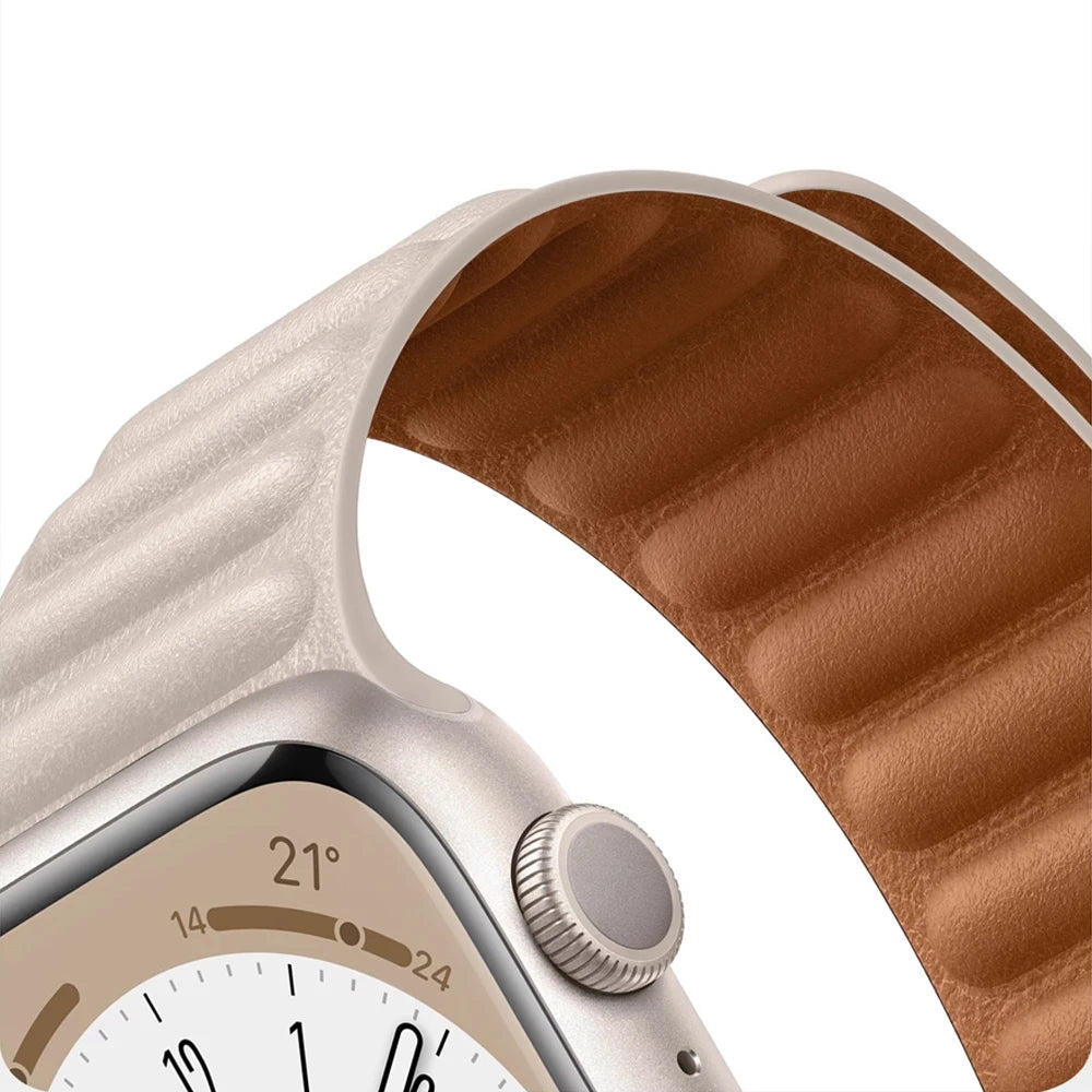 Leather band for Apple Watch band 49mm 46mm 42mm 41mm 44mm Original Magnetic Loop Link band Apple Watch 10 9 8 7 SE Ultar2 band