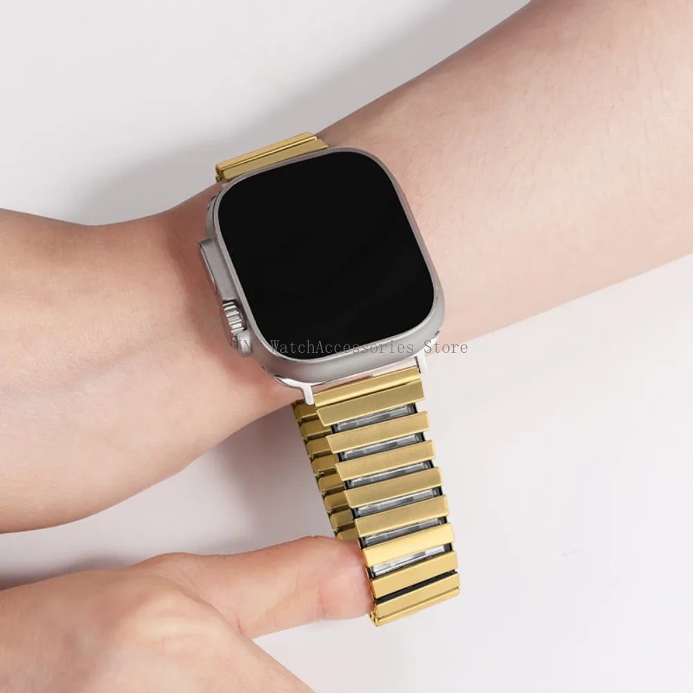 for Apple Watch band 40mm 44mm 45mm 41mm Slim metal Elastic Stretch watch band Bracele band for Apple Watch 7 6 SE 5 4 8 49mm 42mm 38mm