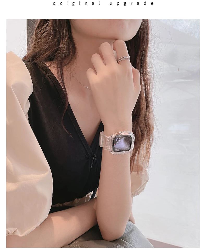 TPU Case+band for Apple Watch band 46mm 42mm 45mm 44mm 40mm 41mm Rubber Cover+band correa Apple Watch Series 10 9 8 7 6 5 4 3 SE