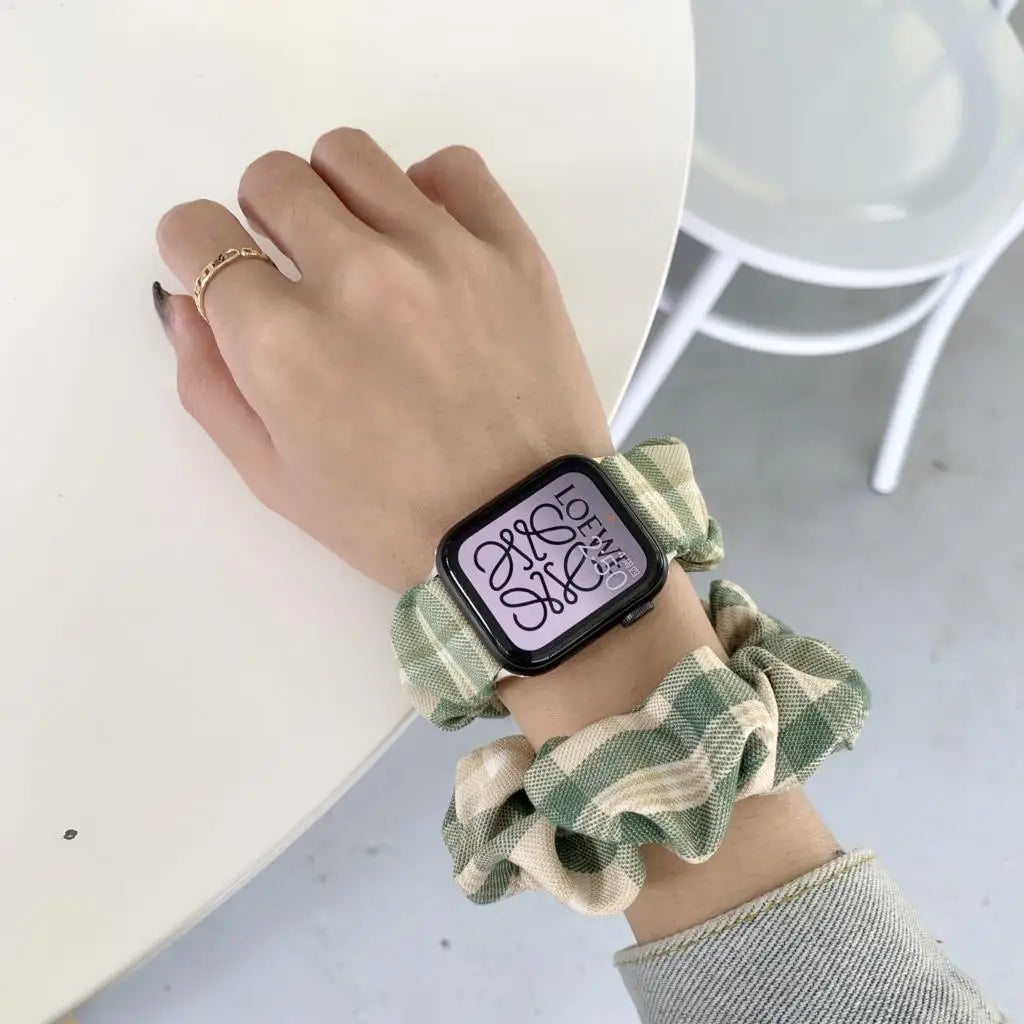 Scrunchie band for Apple Watch Ultra band 49mm 45mm 41mm 44mm 40mm 38mm 42mm Elastic nylon band Apple Watch Series 8 7 6 5 4 3 SE