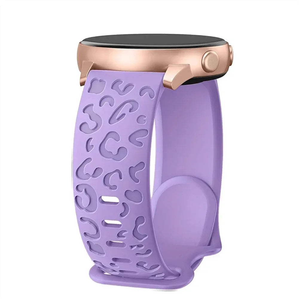 20mm Engraved Leopard Band for Samsung Galaxy Watch 7/FE/6/5/5 pro/FE/4 classic Silicone Sport bracelet Huawei GT 5-4-3-2 Strap