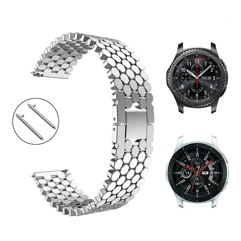 22mm 20mm Stainless Steel Strap for Samsung Galaxy Watch 3 45mm Band Gear S3 Active 2 Correas for Huawei Watch GT 3Pro Bracelet