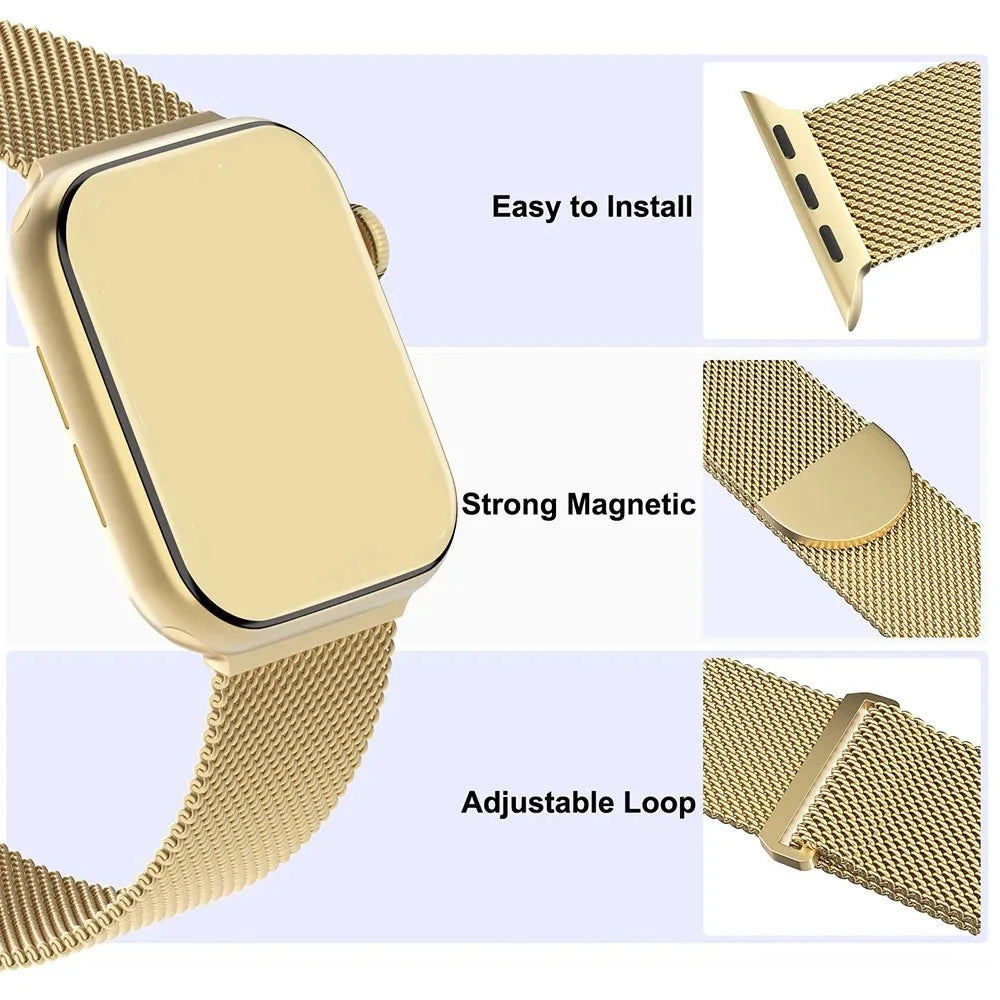 Milaness Magnetic band for Apple Watch Ultra band 49mm 46mm 45mm 44mm 41mm 40mm metal band for Apple Watch 11 10 9 8 7 6 5 4 SE