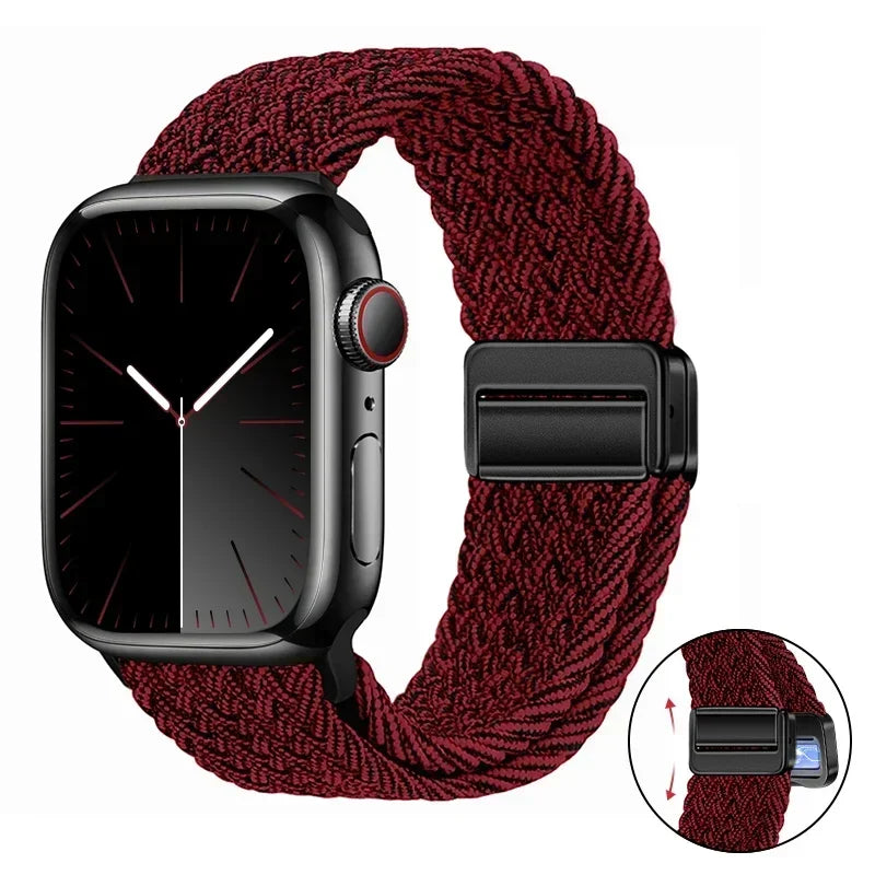 Magnetic Braided band For Apple Watch band 46mm 42mm 45mm 41mm 44mm 40mm Ultra 2 49mm Nylon band Apple Watch 10 9 8 7 6 5 4 SE