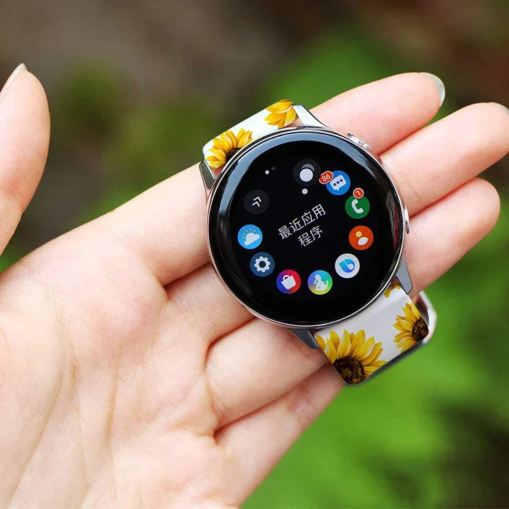 20mm/22mm strap For Samsung Galaxy watch 7/4/6/5 pro/Classic Active Printing Silicone bracelet For Amazfit GTR/GTS 4-2 mini band