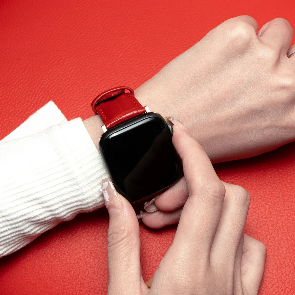 Watchband for Apple Watch Series Ultra 10 9 8 7 SE 6 5 4 3 2 1 Bamboo Patterns Leather band 49mm 46mm 45mm 44mm 41mm 40mm 38mm