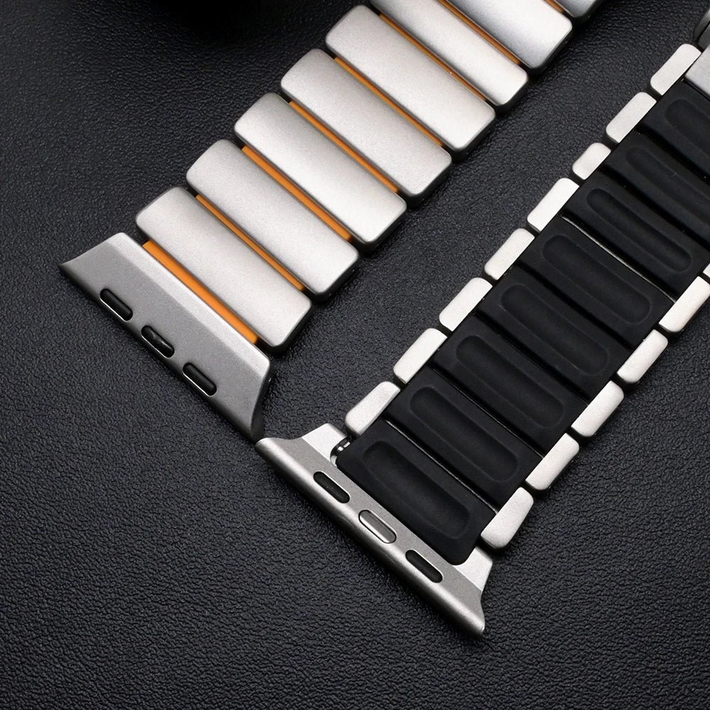 Titanium Fluoroelastomer Rubber band for Apple Watch Ultra 3 2 49mm Series 11 10 46mm band for Apple Watch 9 8 7 6 5 SE 3 44mm 45mm