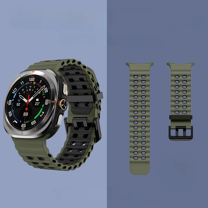 Marine Band For Samsung Galaxy Watch ultra 2025/7 ultra Accessories Two color Sport silicone Bracelet Galaxy Watch ultra Straps