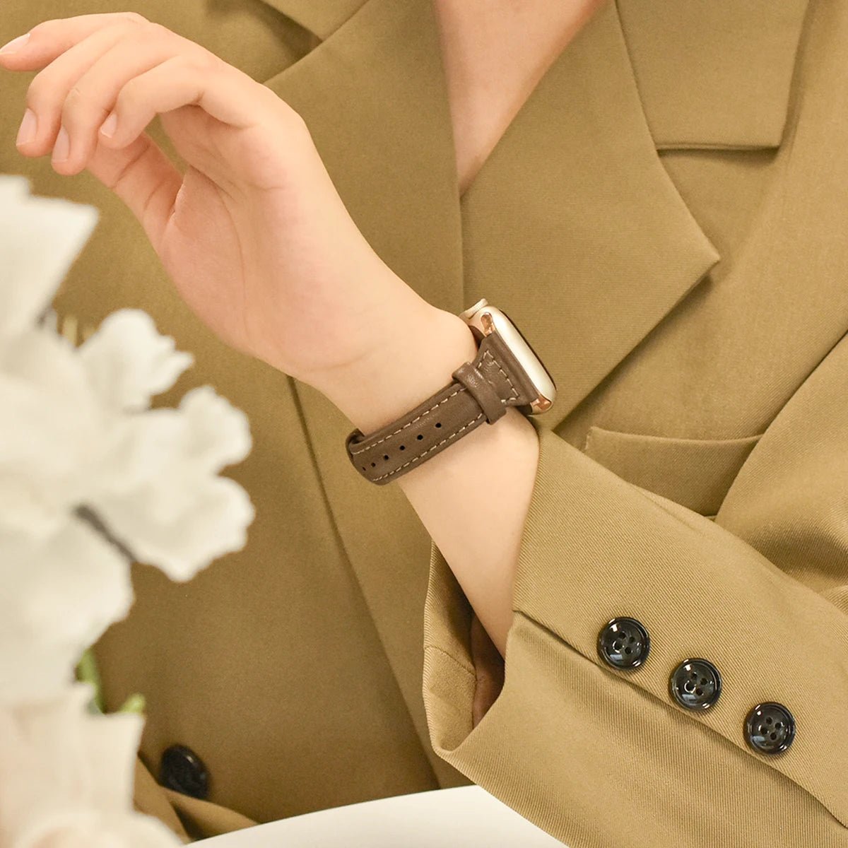 Slim Leather band For Apple Watch Series 10 11 42mm 46mm 9 8 7 41mm 45mm band 42mm Ultra 49mm band Apple Watch SE 6 5 4 3 40mm 44mm