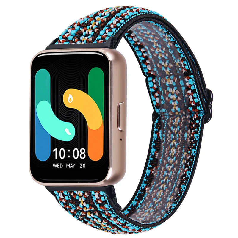 Elastic Nylon Strap For Samsung Galaxy Fit 3 Watch Bracelet Vintage Bohemian National Style Watchband For Samsung Fit 3 SM-R390