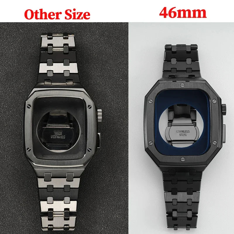 Luxury Stainless Steel Modification Mod Kit for Apple Watch 10 9 8 7 46mm 45mm 41mm metal Bezel Frame for Apple Watch Series 6 5 4 SE