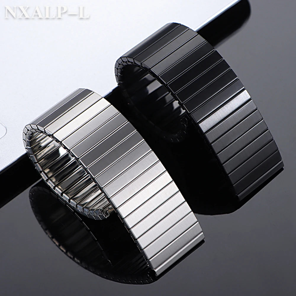 18mm 20mm 22mm Stainless Steel Elastic Stretch Strap for Huawei for Samsung Galaxy Smart Watch Band Metal Expansion Wristband