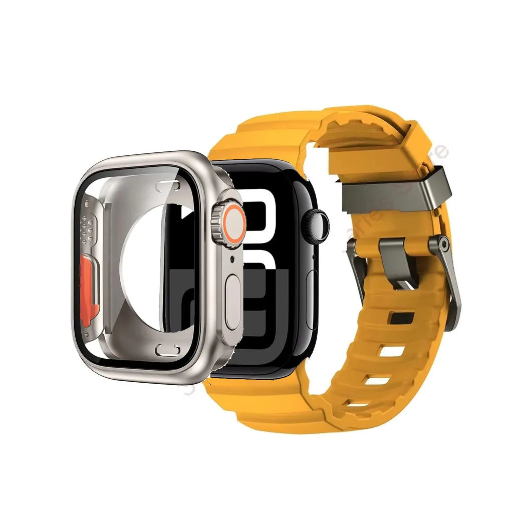 Silicone band+Case Change to Ultra For Apple Watch Ultra 10 9 8 7 6 5 4 SE For Apple Watch 46mm 49mm 45mm 44mm 42mm 41mm 40mm 38mm