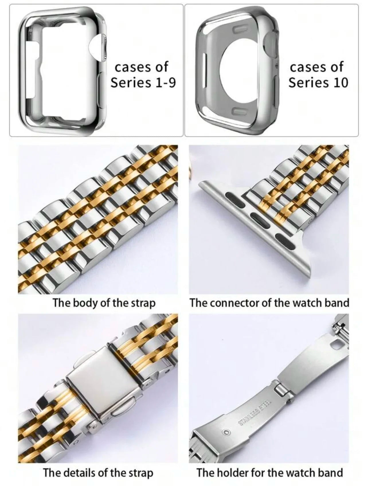 New 2 in1 band protective shell case For Apple Watch cover band Series 11 10 9 8 7 6 5 4 38mm 40mm 41mm 42mm 44mm 45mm 46mm