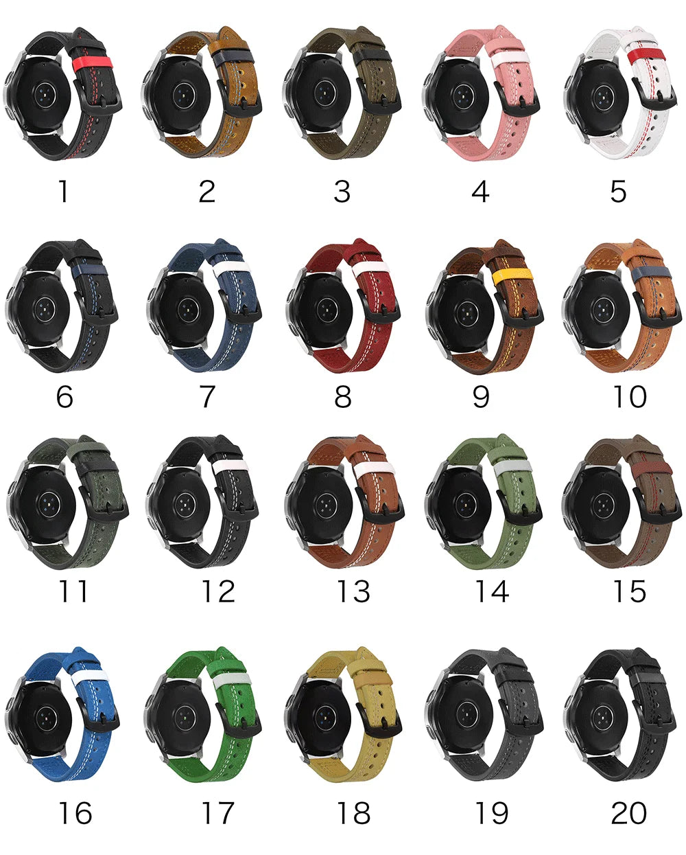 Leather band for Samsung Galaxy watch 6 strap 6classic/5/pro/4/Active 2 20mm 22mm bracelet Huawei Watch GT 2/2e/3/pro watchbands