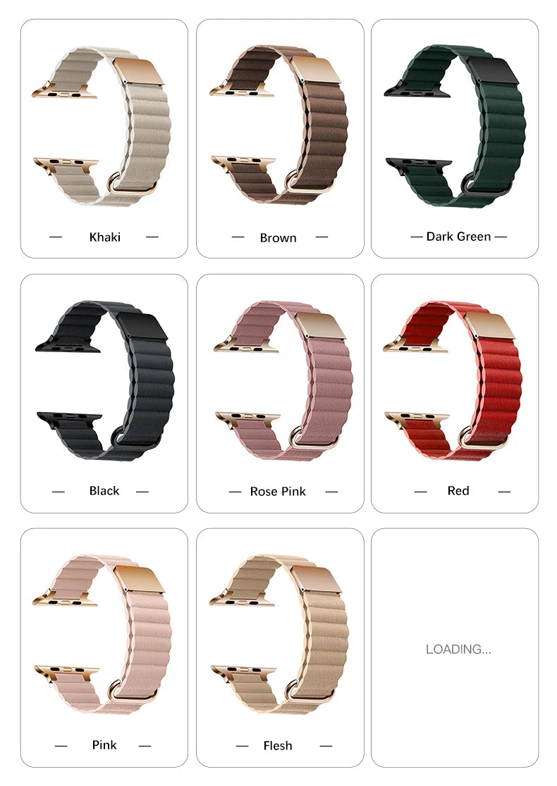 Luxury Leather band For Apple Watch Ultra 10 9 8 7 6 5 4 Woman Magnetism band For Apple Watch 38mm 40mm 45mm 42mm 46mm 49mm