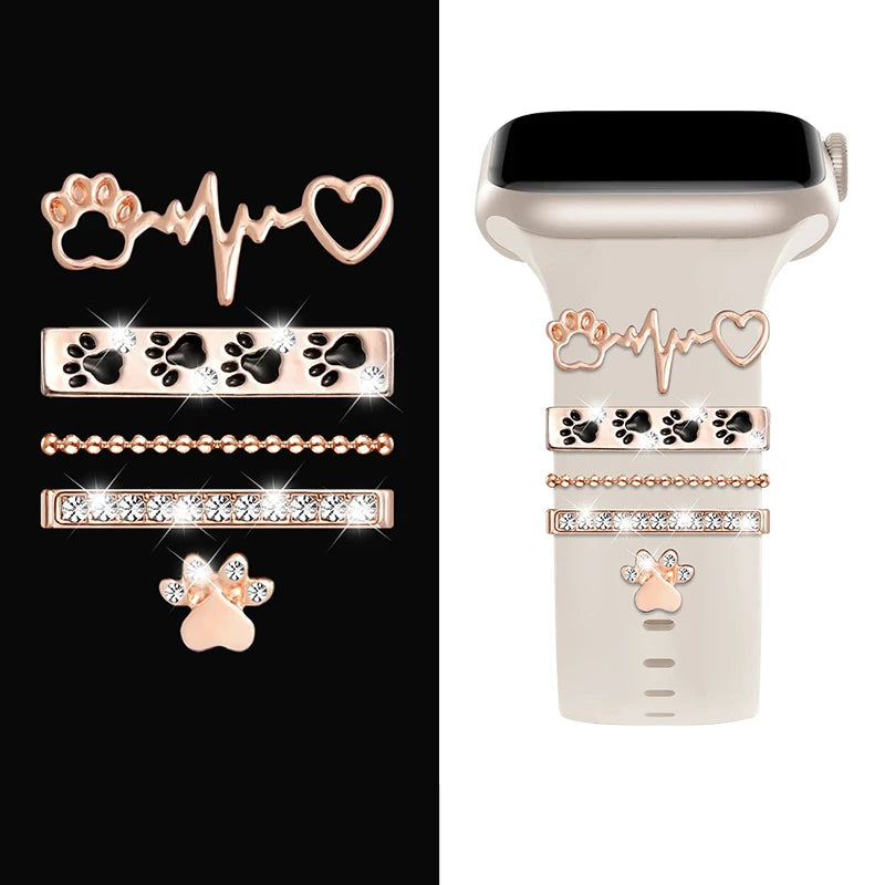 Decoration For Apple Watch Ultra 2 band 10 9 8 7 Diamond Jewelry Charms Accessories samsung Huawei watch band 20 22mm band