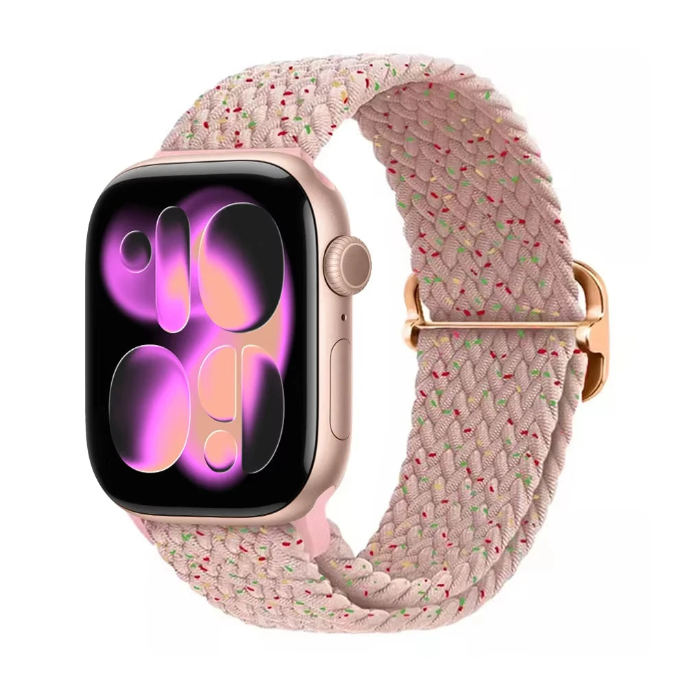 Braided band For Apple Watch band 44mm 45mm 49mm 46mm 40mm 41mm 38mm Elastic Adjustable Nylon band Apple Watch Series 11 10 9 8 SE 7 Ultra3