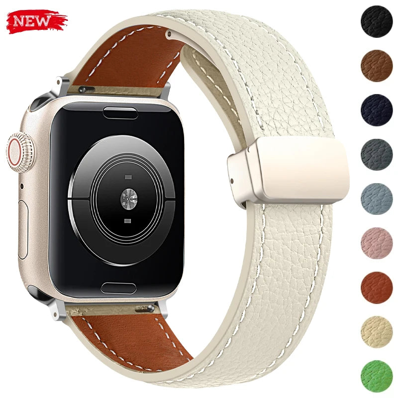 Leather band for Apple Watch band 49mm 41mm 45mm 44mm 42mm 40mm 46mm Magnetic band for Apple Watch Ultra 2 Series 10 9 8 7 6 5 SE