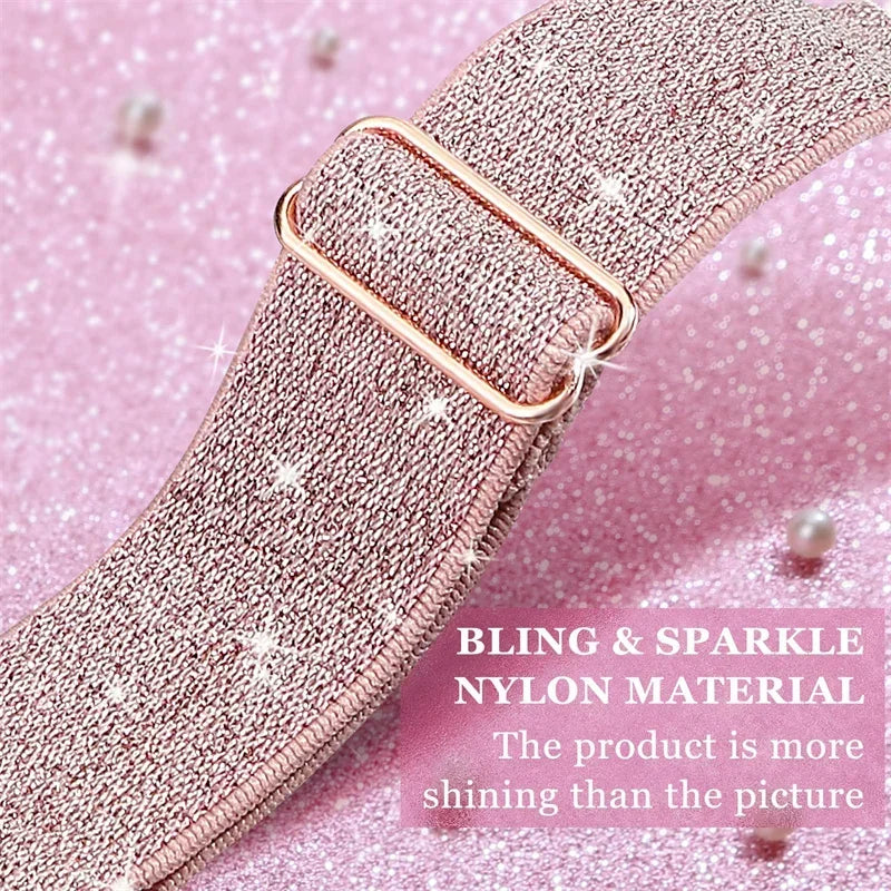 Bohemian Nylon band for Apple Watch Ultra 2 49mm 42mm 45mm 38mm 40mm 41mm 44mm Elastic Shiny band Apple Watch Series 10 9 8 7 6 5 4 3 SE