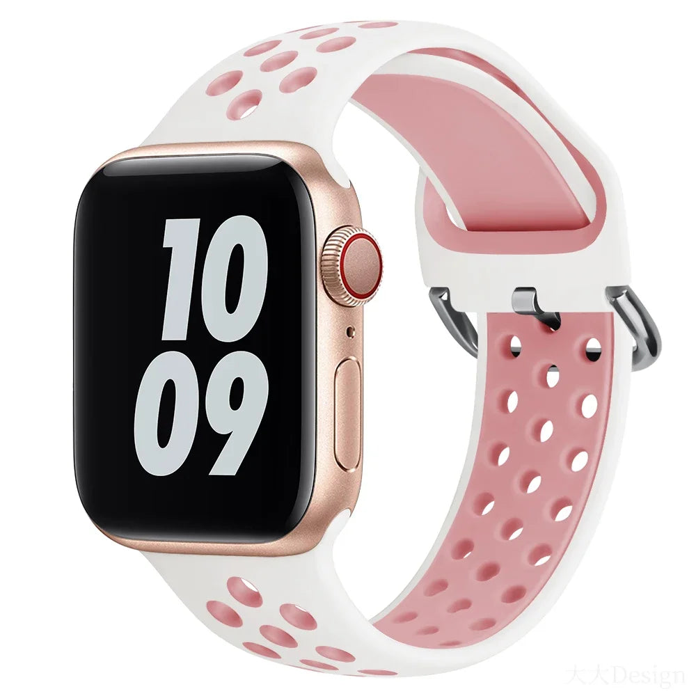 Silicone band For Apple Watch 6 5 4 SE 44mm 40mm 10 9 8 7 41mm 42mm 45mm 46mm Sport wristband Apple Watch Ultra 2 49mm band