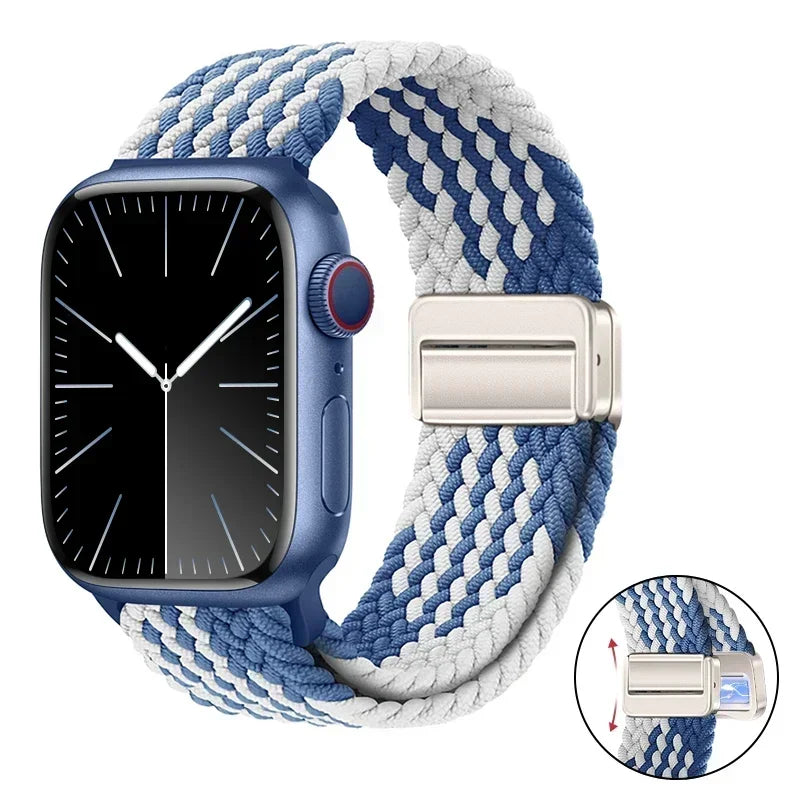 Magnetic Braided band For Apple Watch band 46mm 42mm 45mm 41mm 44mm 40mm Ultra 2 49mm Nylon band Apple Watch 10 9 8 7 6 5 4 SE