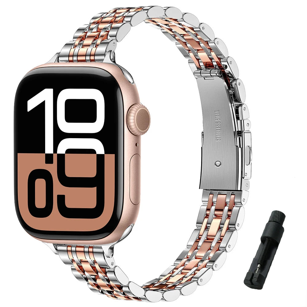 For Apple Watch 10 11 46mm band metal Wristband Lady band For Apple Watch 9 8 7 Ultra 49mm 44mm 45mm band Women Business Watchband