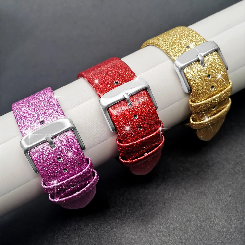 Leather Glitter band For Apple Watch band Ultra 2 49mm 44mm 40mm correa 41mm 42mm 38mm 45mm band Apple Watch Serie 9 8 7 6 5 4 3 SE