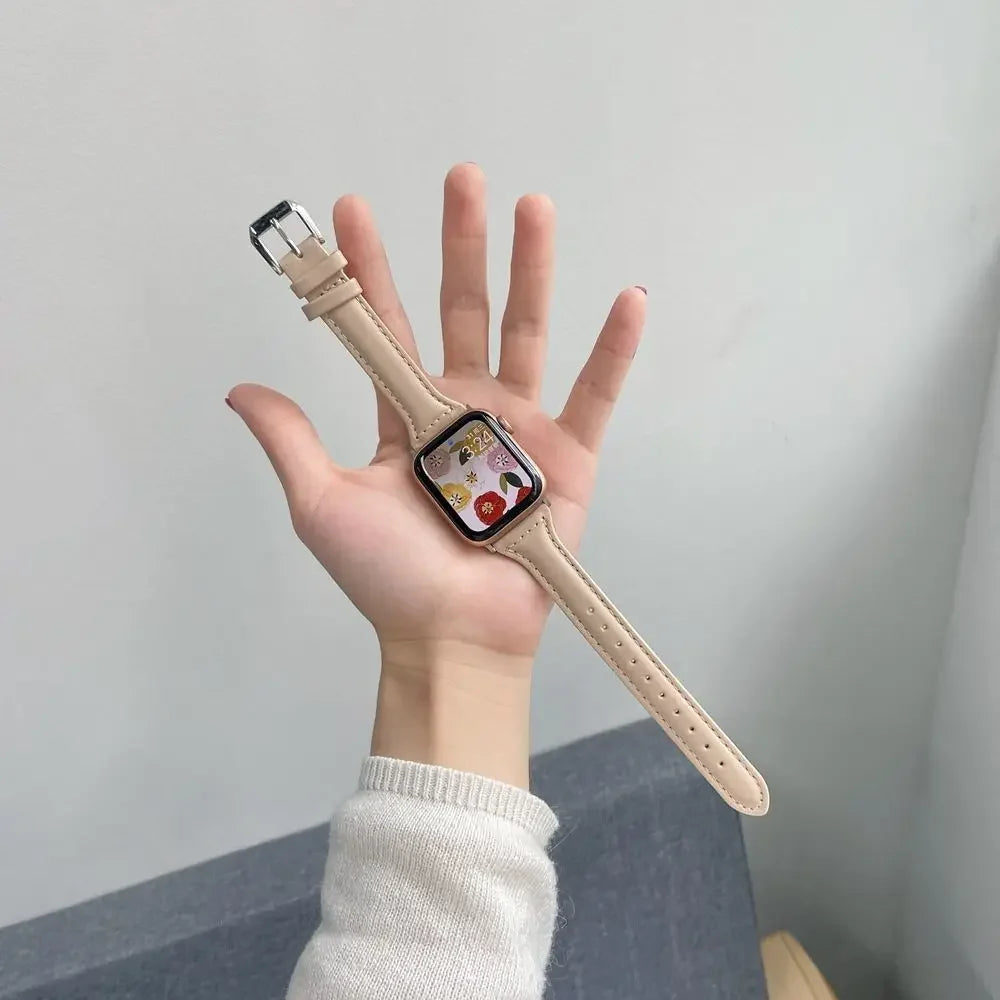 Slim leather band for Apple Watch band Ultra 2 49mm Series 10 7 8 9 41mm 45mm 38mm 42mm Wrist band Apple Watch SE 6 5 4 40mm 44mm m