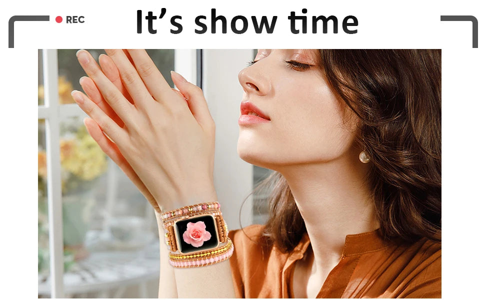 Bohemia Jewelry band for Apple Watch Series 7 38mm 40mm 42mm 44mm Handmade Vintage Natural beads braided band Apple Watch 6 SE 5 4 3