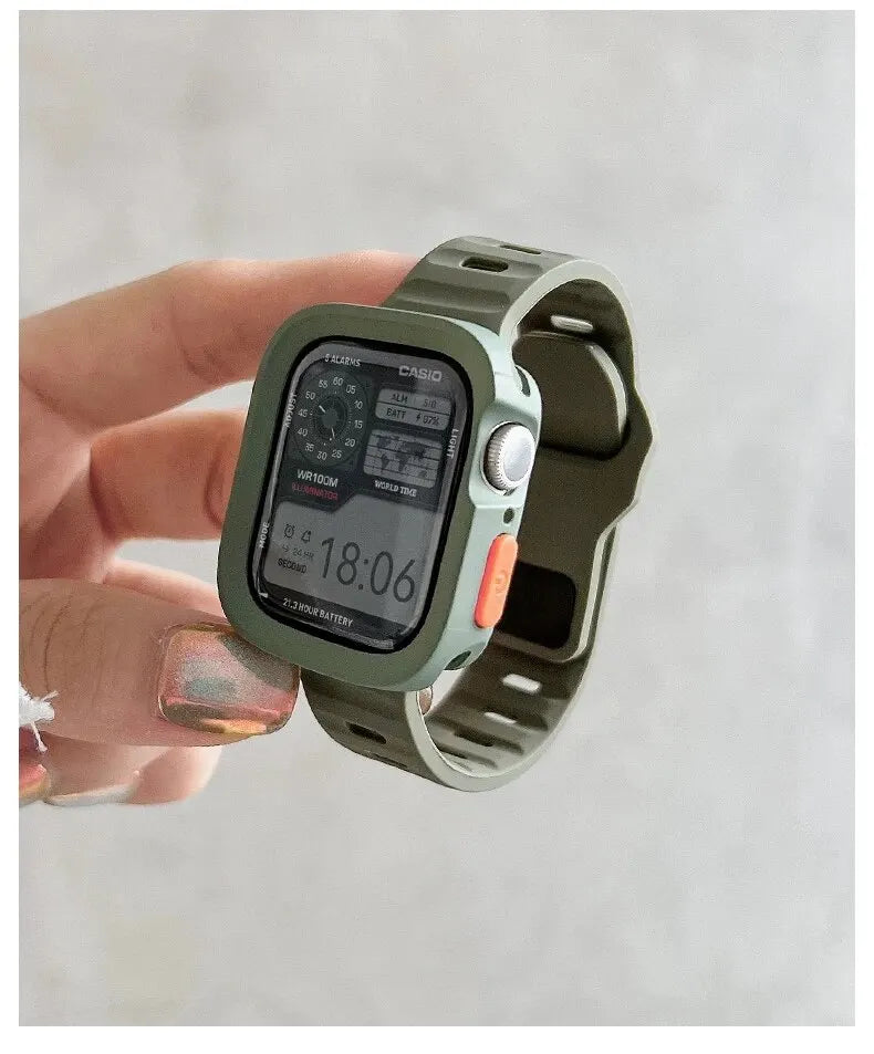 Candy Silicone Case+ band For Apple Watch Series 9 45mm band 8 7 42mm 41mm SE 6 5 4 3 2 1 44mm 40mm 38mm Apple Watch Ultra 2 49mm