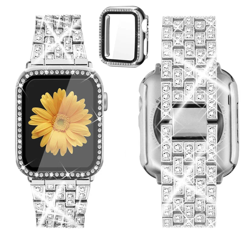 Diamond Band+cover for Apple Watch case Series 10 42mm 46mm 41mm 45mm band+Screen Protector+Bumper Apple Watch 9 8 7 6 5 4 40mm 44mm
