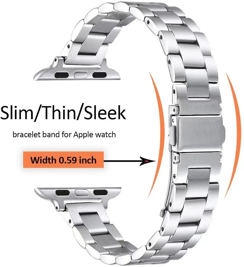 Metal Slim band For Apple Watch 10 9 8 7 41mm 42mm 46mm 45mm Women Stainless Steel band Apple Watch Ultra 2 49mm 6 5 4 SE 44mm 40mm