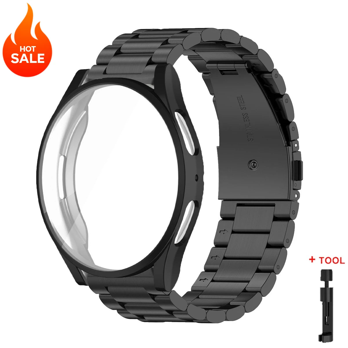 Band+Case for Samsung Galaxy Watch 7 6 5 4 44mm 40mm Stainless Steel Bracelet TPU Cover Watch 6/4Classic 43/47mm 46mm 42mm Strap