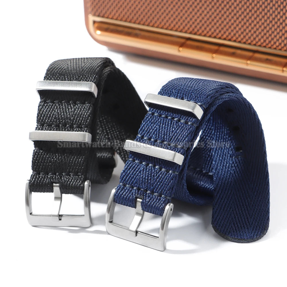 20 22mm Nylon Watch Strap for Seiko for Huawei for Samsung Universal Watch Band Pin Buckle Military Bracelet Ribbed Fabric Strap
