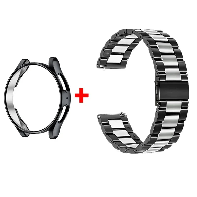 Band+Case for Samsung Galaxy Watch 6 5 4 44mm 40mm Classic 46mm 42mm Stainless Steel Bracelet Galaxy Watch 3 5 Pro 41 45mm Strap